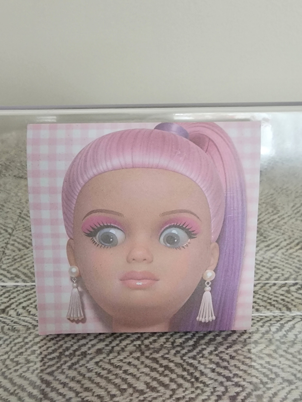 Viral Barbie Meme Face Post-it Sticky Notes, Pink Purple Ponytail